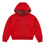 Double Hooded Zip Red