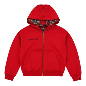 Double Hooded Zip Red